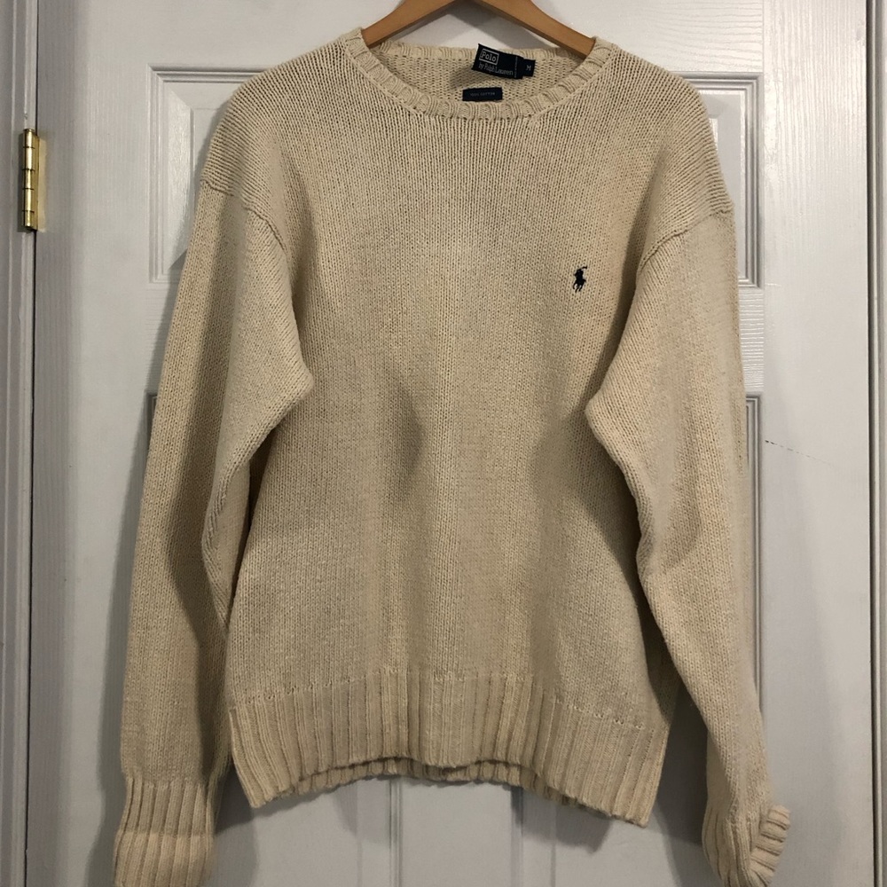Polo Ralph Lauren cream knit sweater L